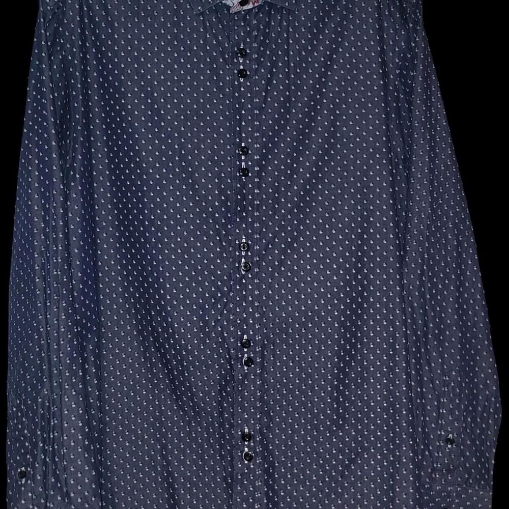 Coogi Luxe Men's Navy Patterned Shirt, XL Classic Fit